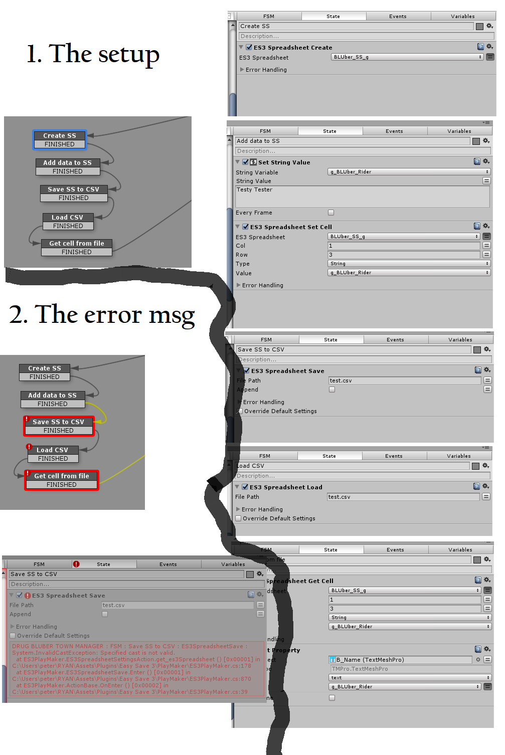 ES3 troubleshooting save<br />load to CSV